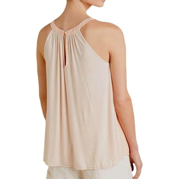 ANTHROPOLOGIE Sunday in Brooklyn Pin Tucked Flowing Halter Swing Tank Top Blouse - Picture 4 of 11